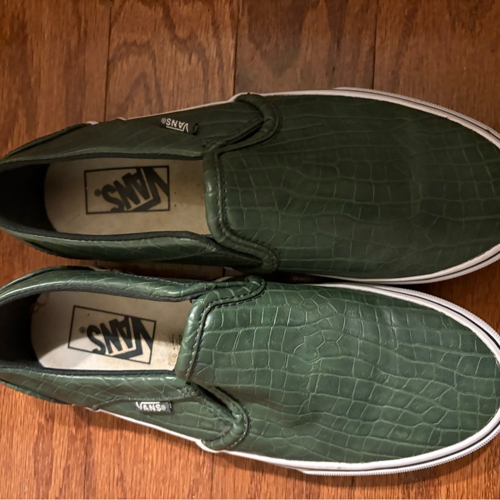 Vans Snakeskin Green Slip-On Shoes